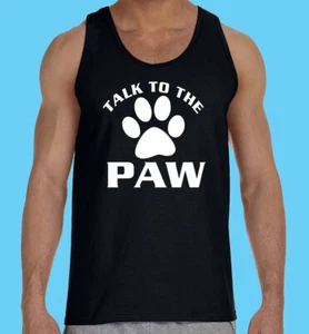 Camiseta sin mangas, unisex, negra, divertida clásica, habla con la pata, rescate de mascotas, 100 % algodón - Imagen 1 de 2