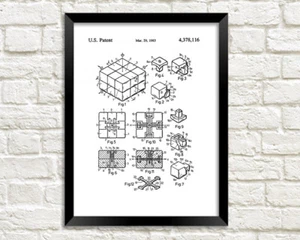 RUBIK'S CUBE PRINT: Puzzle Patent Blueprint Poster - Picture 1 of 4