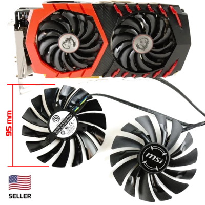 Full Set GPU Fans 95mm MSI 470 480 570 580 Gaming X PLD10010S12HH | US Seller... - Image 1 of 3