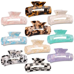 Magicsky 10 Pcs Hair Claw Clips for Women, Opal Marble Tortoise Acrylic Large... - Picture 1 of 8