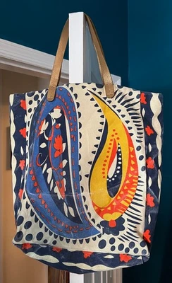 Bolso de Mano JASPER & JEERA Paisley Forrado Envejecido con Asas de Cuero Dorado Foto 1 de 4