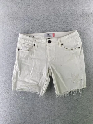 Cabi Women's Size 4 White Mid Rise Cutoff Denim Shorts - Image 1 of 4