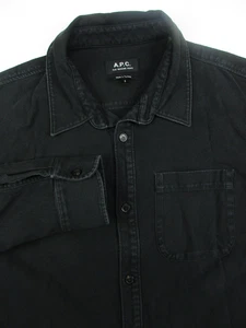 Mens Small APC LS button shirt black linen blend - Picture 1 of 6