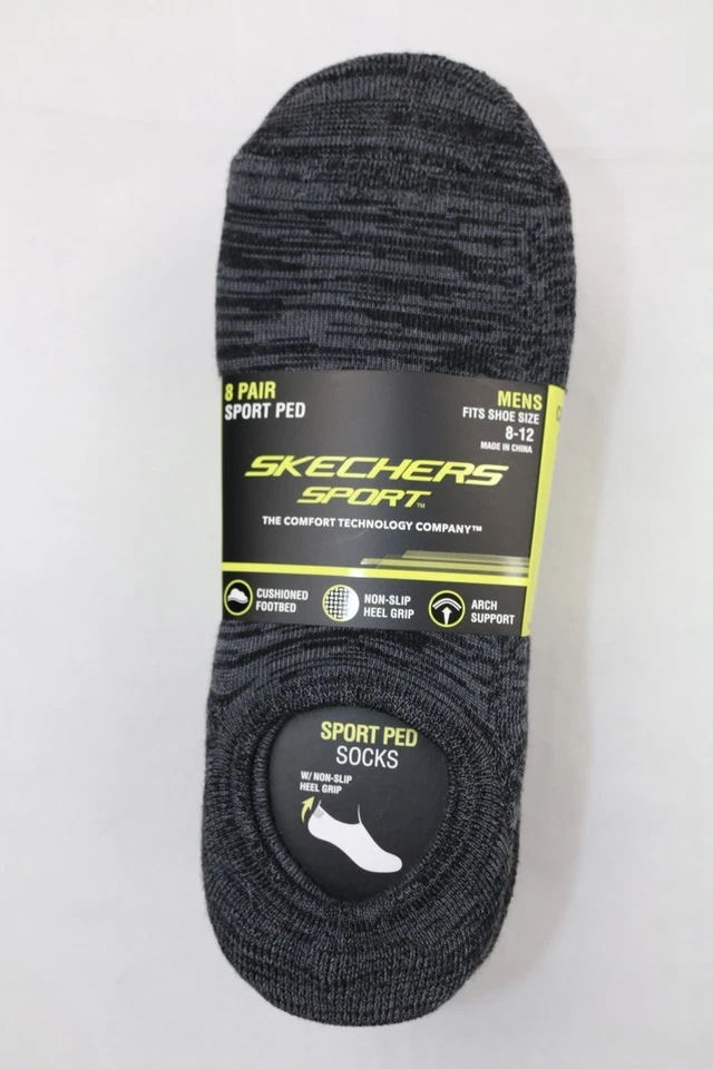 Calcetín deportivo Skechers para hombre, 8 pares antideslizante agarre en el talón plantilla acolchada Foto 1 de 1