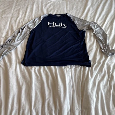 Camisa de Pesca Huk Performance Talla GRANDE AZUL Y GRIS CLARO Foto 1 de 4