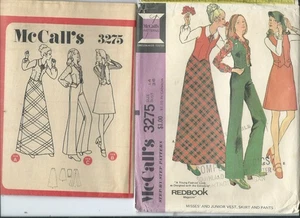 M 3275 sewing pattern 70's retro chic VEST, SKIRT in 2 lengths PANTS sew size 14 - Picture 1 of 1