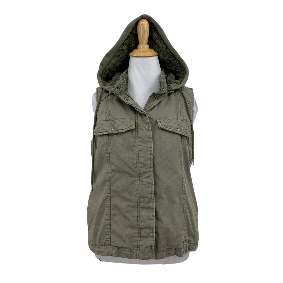 Volcom Vest Womens XS Extra Small Ivy Pile Lined Detachable Hood Snap Buttons - Image 1 of 4