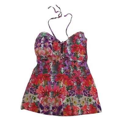 Traje de baño Profile By Gottex para mujer Tankini Top Floral Tropical Halter 34D usado en excelente estado Foto 1 de 4