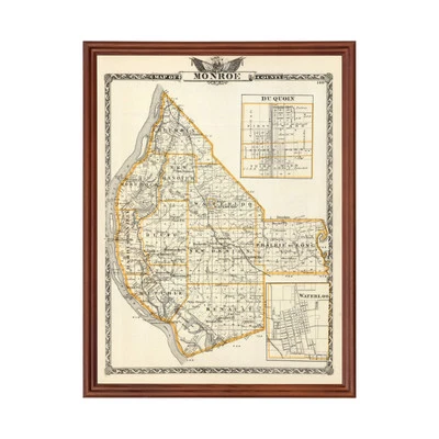 Old Map of Monroe County, IL 1876 - Vintage Illinois Art - Image 1 of 4