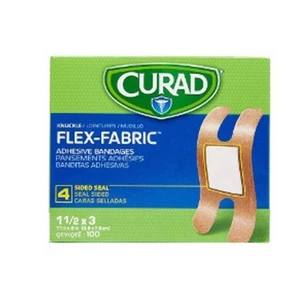 Curad Stoff selbstklebende Knöchel Bandagen 1,5 × 3 dehnbarer Stoff, hellbraun, 100 Stück - Bild 1 von 1