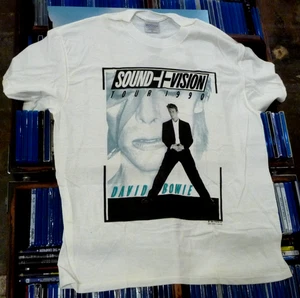 T-shirt bianca vintage 1990 DAVID BOWIE Sound And Vision Tour XL + programma - Foto 1 di 7