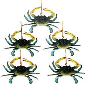 Coastal Maryland Blue Crab Christmas 4 Inch Ornament Set of 5 - Picture 1 of 3