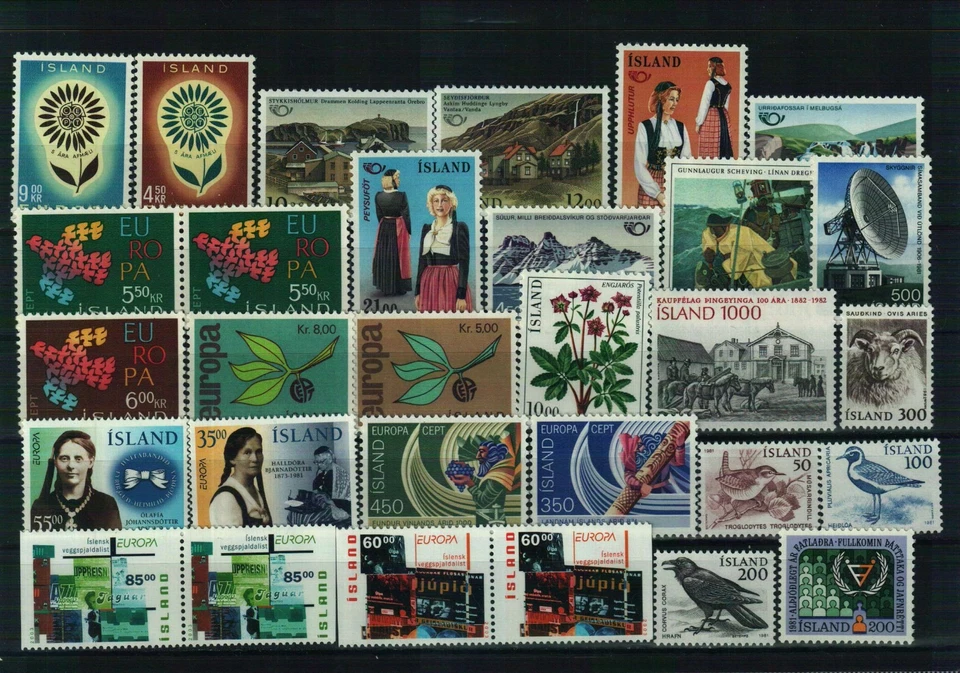 Island - Briefmarkenlot aus div.  Jahren - 1 Steckkarte - postfrisch - Image 1 of 1