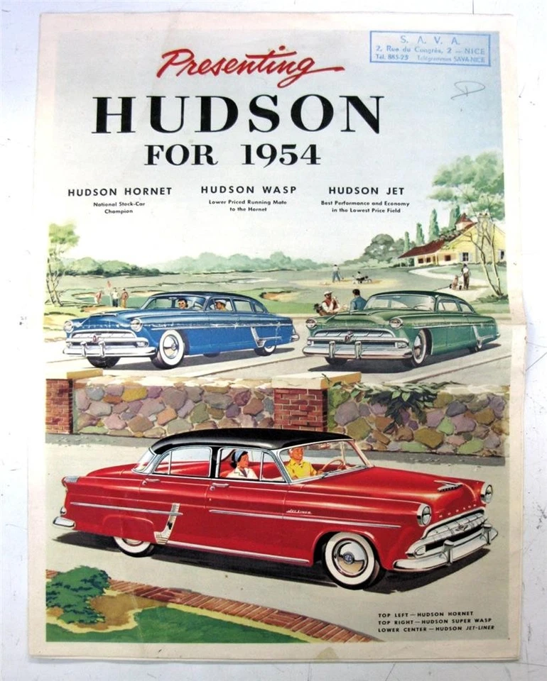 HUDSON Hornet Wasp Jet Car Sales Brochure LF USA 1954#9-53 1000M AM5402 — 第 1/4 张图片