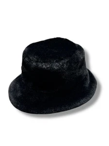 Schwarz Kunstfell Fischerhut weich Plüsch Winter warm kuschelig 100% Polyester Linie Freizeit - Bild 1 von 6