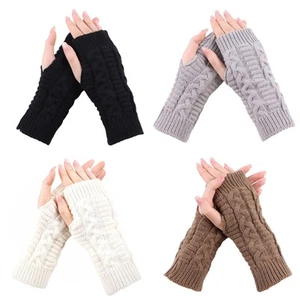 4 Pairs Knitted Fingerless Gloves for Women Winter Thumbhole Wrist Warmer Men... - Picture 1 of 6