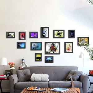 13 PCS Black Wall Mounted Wood Picture Art Photo Home Decor Frame Set - Picture 1 of 5