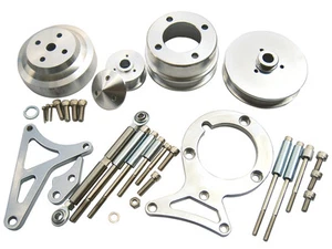 1979-1993 Ford Mustang 5.0L Pulley & Bracket Kit Serpentine Billet Aluminum CNC - Picture 1 of 1