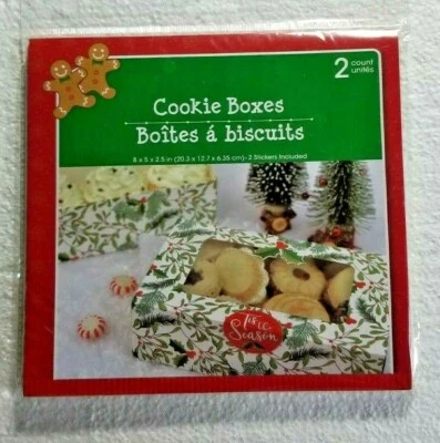 Cajas de golosinas para galletas + sellos 8" X 5" X 2,5" Juego de 2 cajas ventana regalos panadería caja Foto 1 de 3