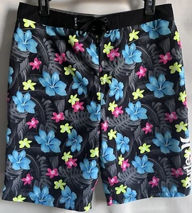 Hurley Boys Girls Youth Shorts Size 20/30 Flower Quick Dry Drawstring No Liner - Picture 1 of 10
