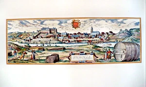 Tübingen Stadtansicht 1588 Dekorativer Kupferstich von Braun-Hogenberg. - Bild 1 von 3