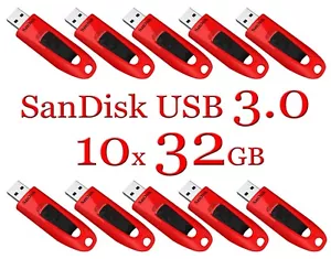 SanDisk 32GB LOT 10x ULTRA USB 3.0 flash drive SDCZ48-032G 32 GB read 100 MB/s - Picture 1 of 13