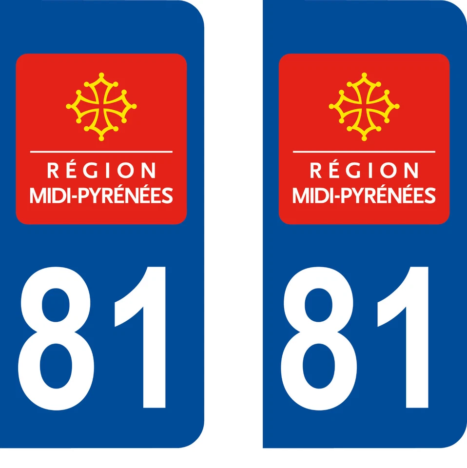 SAFIRMES Département 81 sticker 2 autocollants style immatriculation AUTO PLAQUE