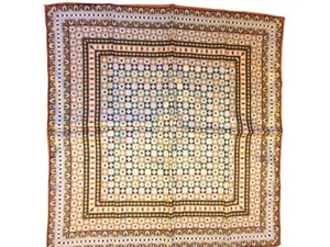 Vintage Japanese Acetate Scarf With Geometric Autumn Print - Picture 1 of 3