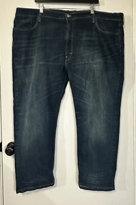 Levis Premium Jeans Mens 502 50x29 Taper Fit Flex Dark Wash Big & Tall Faded - Picture 1 of 14