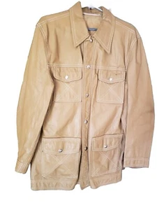 Vintage camelfarbene Lederjacke Innentaschen - Bild 1 von 8
