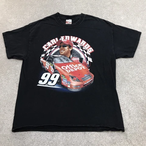 Carl Edwards NASCAR Racing Shirt Men's XL Black Double Sided Graphic Tee Chase Cover