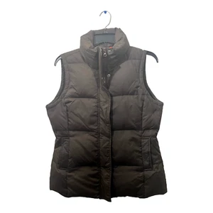 Joe Fresh Womens Puffer Vest Down Filled Dark Brown Collared Size Medium - Picture 1 of 10