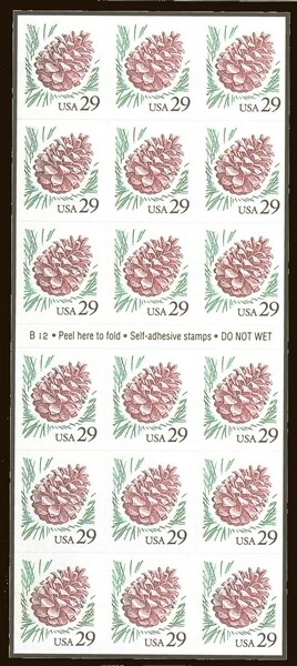 MALACK 2491a, 29c Pine Cone,  Booklet Pane, STOCK PHOTO bp2491a - Image 1 of 1