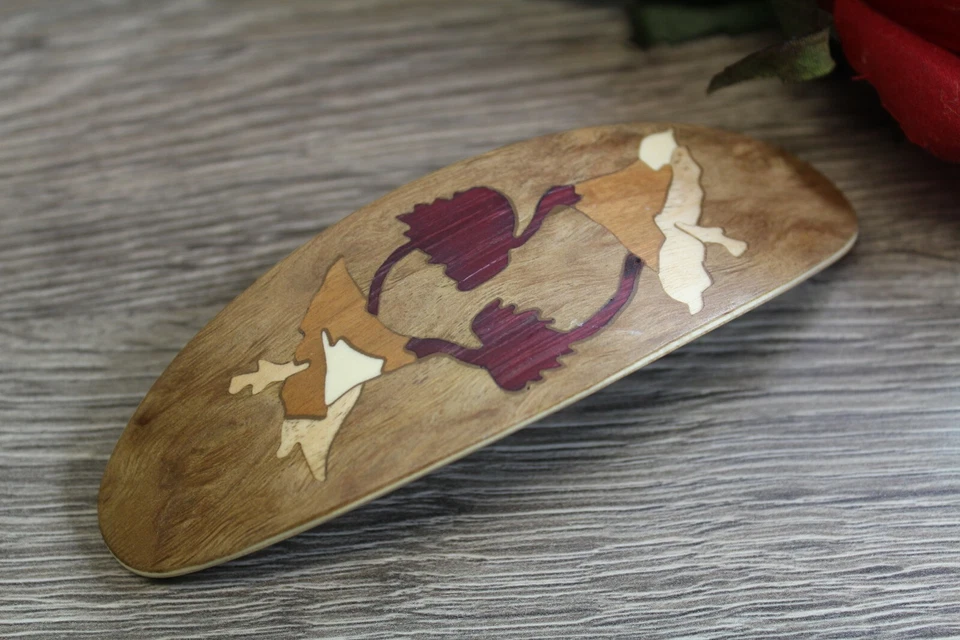 Pinza para el cabello Barrette Flores de moda para mujeres francesas Madera de hibisco Hecho a mano en EE. UU. Foto 1 de 4