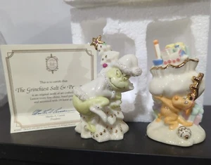 LENOX "The Grinchiest Salt & Pepper" Dr Seuss Porcelain Set with COA - Picture 1 of 3