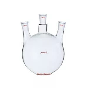 2000ml 24/40 3-Neck Lab Glass Flask Flat Bottom 2L Three Necks Laboratory Vessel - Picture 1 of 1