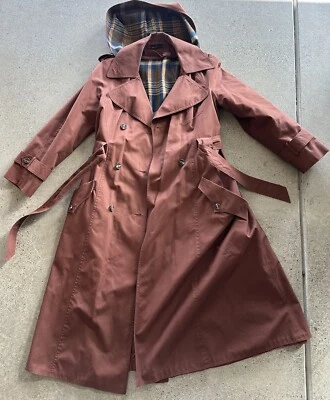 Abrigo de lluvia vintage importado de Hampton Court para todo clima con capucha y forro talla 10 Foto 1 de 4