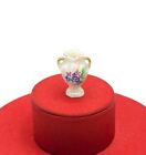 Ancien petit vase maison de poupée miniature porcelaine ou os chinois fleurs peintes Japon
