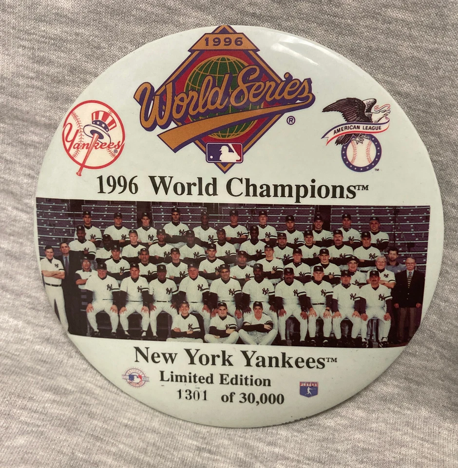 1996 world series team pin 96 ws new york yankees baseball ny champions champs - Image 1 of 4