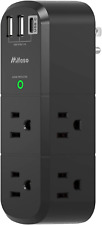 USB Outlet Extender Surge Protector - with Rotating Plug, 1800 Joules, 6 AC Mult