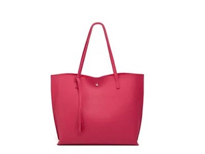 Women's Soft Leather Tote Shoulder Bag Top Handle Tassel Handbag Large Capacity - Picture 1 of 7