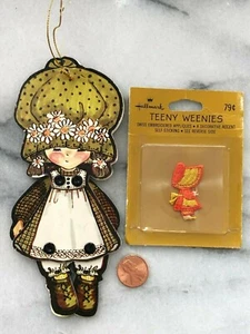 Vintage Holly Hobbie Ornament Teeny Weenies 70's Appliques Patch Hallmark NIP - Picture 1 of 2
