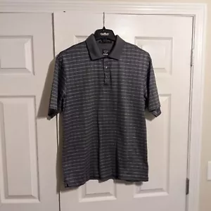 Camisa polo de golf Nike Tiger Woods para hombre talla L gris a rayas manga corta - Imagen 1 de 4