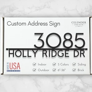 Personalized Metal Address Sign - 12-36", 5 Colors - Modern House Number Plaque - Picture 1 of 46