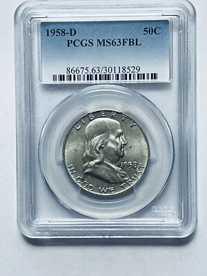 1958-D Franklin Silver Half Dollar PCGS MS63FBL - Image 1 of 4