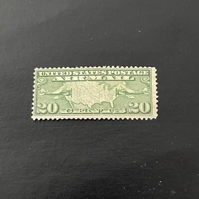 US Stamps #C9 Map and Two Mail Planes 1927 MLH - Image 1 of 2