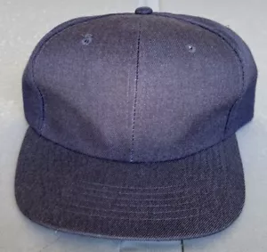 Cappello snapback giovane vintage anni '80 bianco massiccio blu navy nuovo senza etichette misto lana - Foto 1 di 8