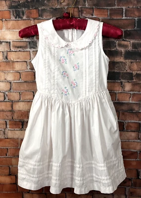 Vestido Vintage Años 90 Niñas Talla 6 Corazones y Triángulos Rosa Algodón Bordado Foto 1 de 4