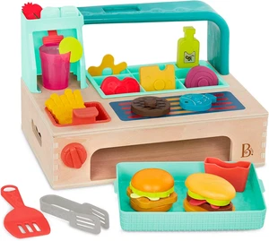 - Mini Chef - Build-A-Burger Playset- Pretend Play Wooden Burger Play Se - Picture 1 of 12