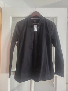 Banana Republic Factory LANGÄRMLIGES PFLEGELEICHTES MASSGESCHNEIDERTES HEMD GRÖSSE 10 SCHWARZ NEU MIT ETIKETT - Bild 1 von 5